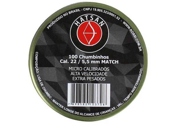 CHUMBINHO HATSAN MATCH -  5,5 mm (.22) -  100 UNIDADES
