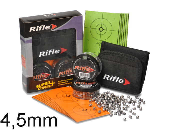 KIT / COMBO RIFLE 4,5mm (.177) ( CHUMBINHOS / PORTA-CHUMBINHOS / ALVOS ADESIVOS) -